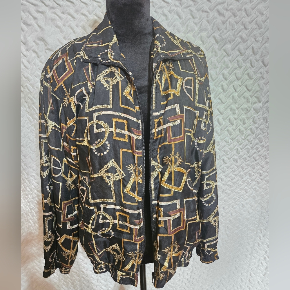 Silk Road Size Small Zip Up Jacket Designer Print